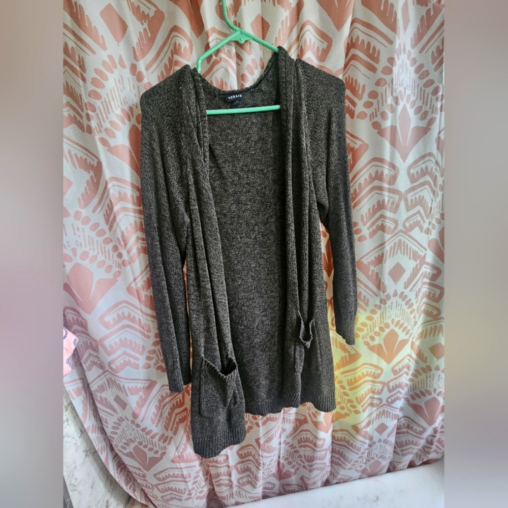 Dark green knit cardigan
